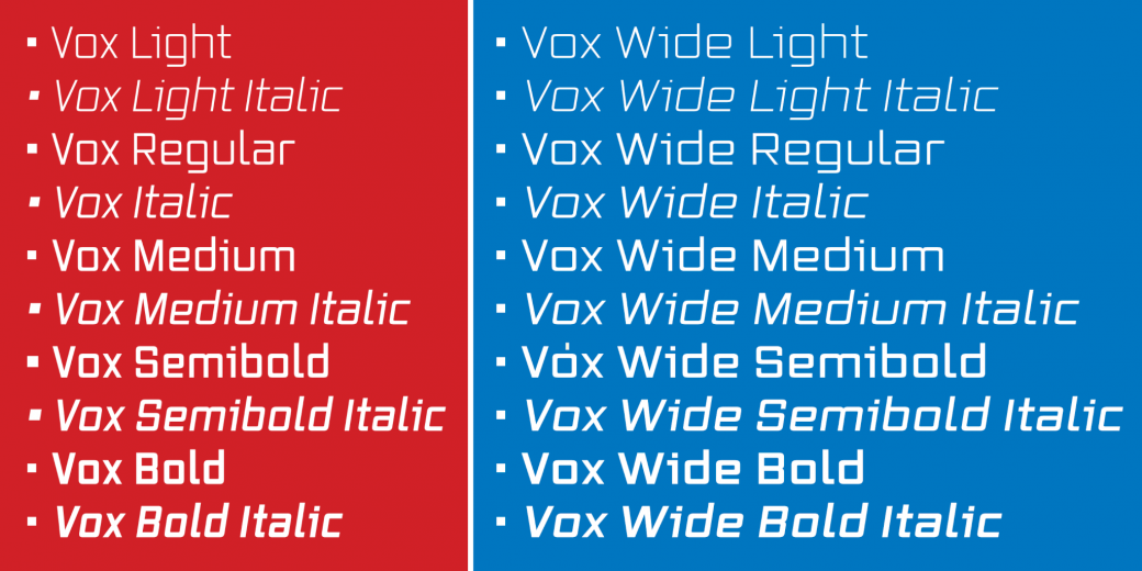 Przykład czcionki Vox Wide Bold